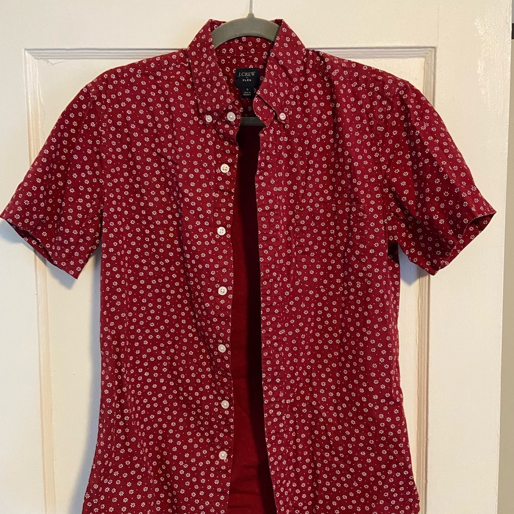 J. Crew Men's Burgundy Floral Button Down Shirt